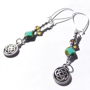 Festival Gypsy Boho Earrings Celtic Knot Turquoise